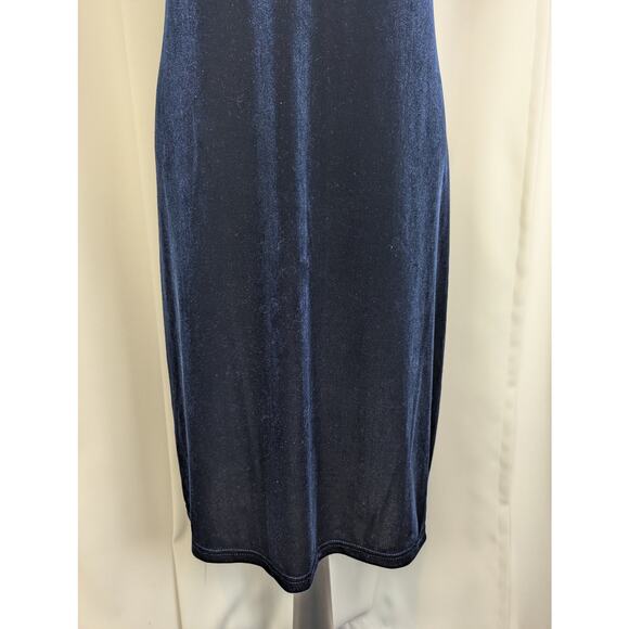 Y2K Vintage Velvet Sleeveless Sparkle Dress Blue Size Large - Picture 12 of 16